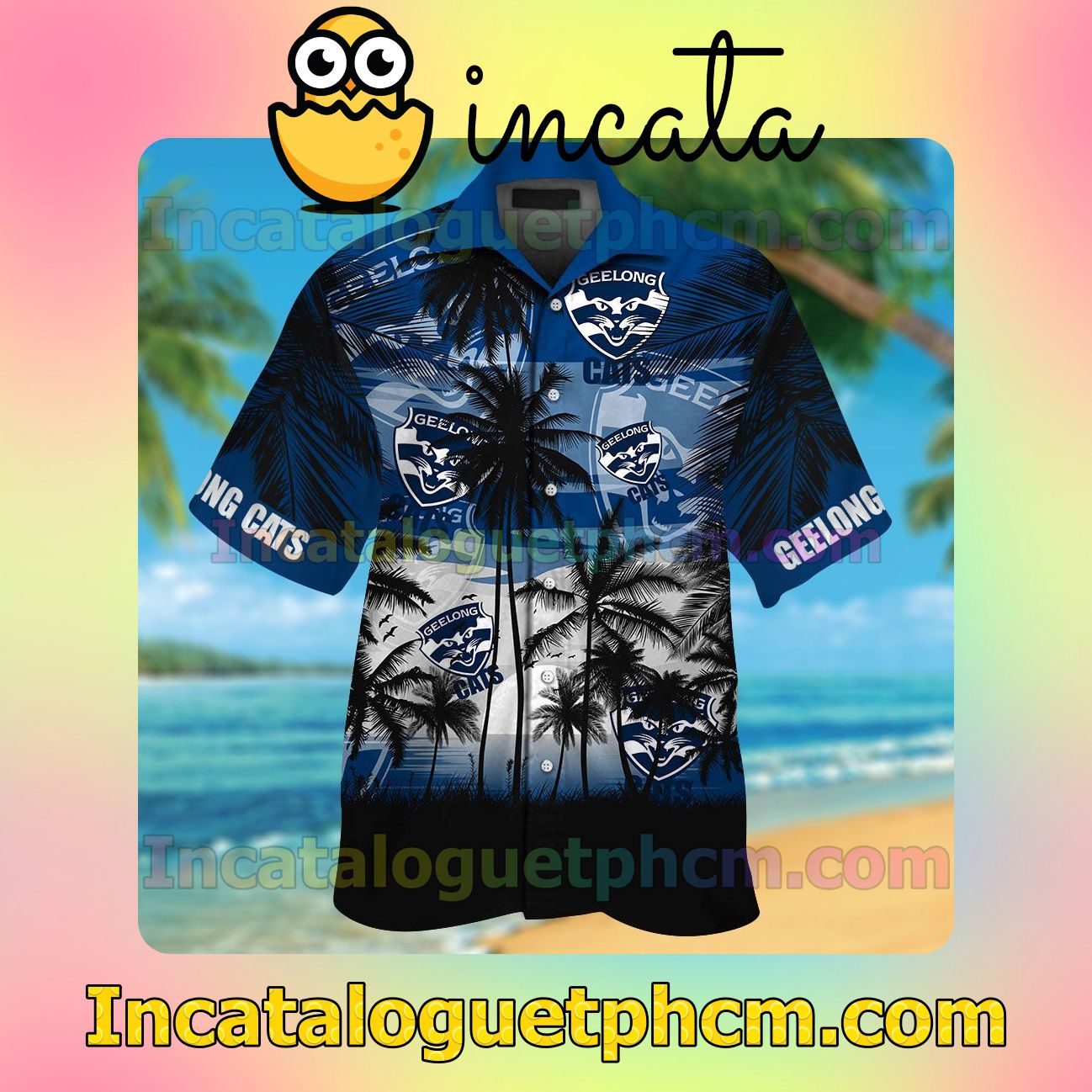 Geelong Cats Beach Vacation Shirt, Swim Shorts