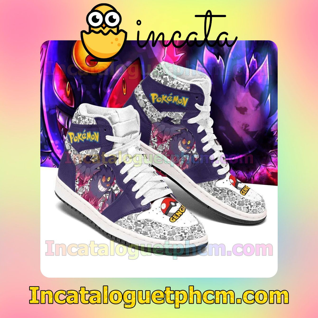 Gengar Anime Pokemon Anime Air Jordan 1 Inspired Shoes