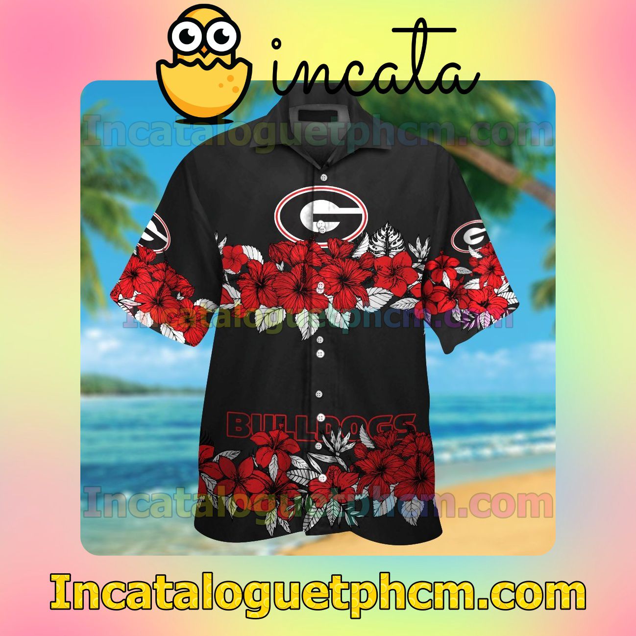 Georgia Bulldogs Beach Vacation Shirt, Swim Shorts