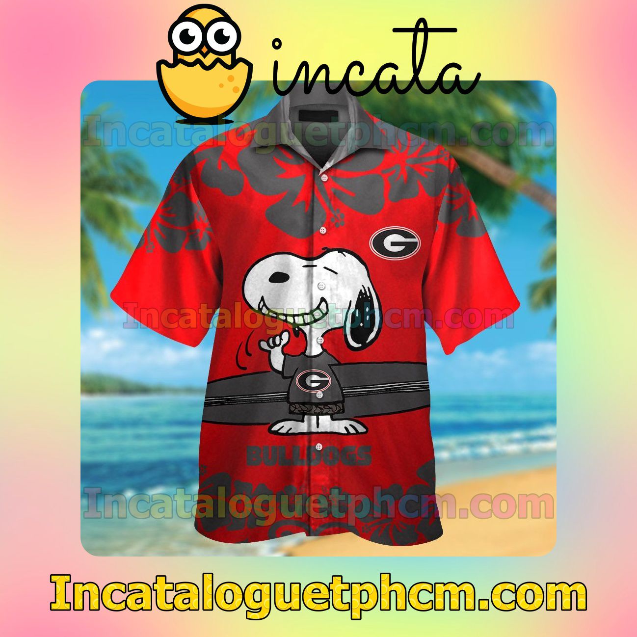Georgia Bulldogs & Snoopy Beach Vacation Shirt, Swim Shorts