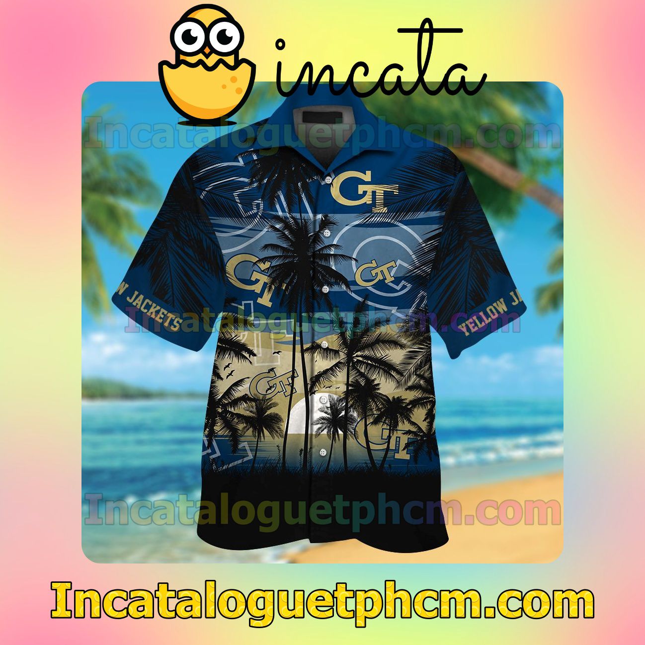 Georgia Tech Yellow Jackets Beach Vacation Shirt, Swim Shorts