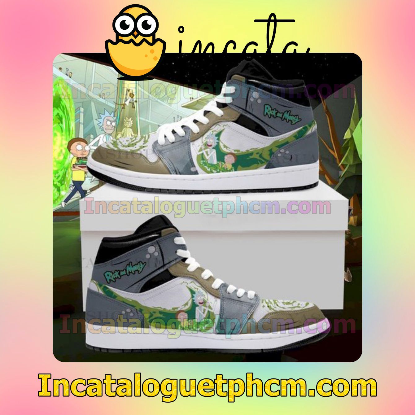 Grey Rick And Morty 1s Air Jordan 1 Inspired Shoes