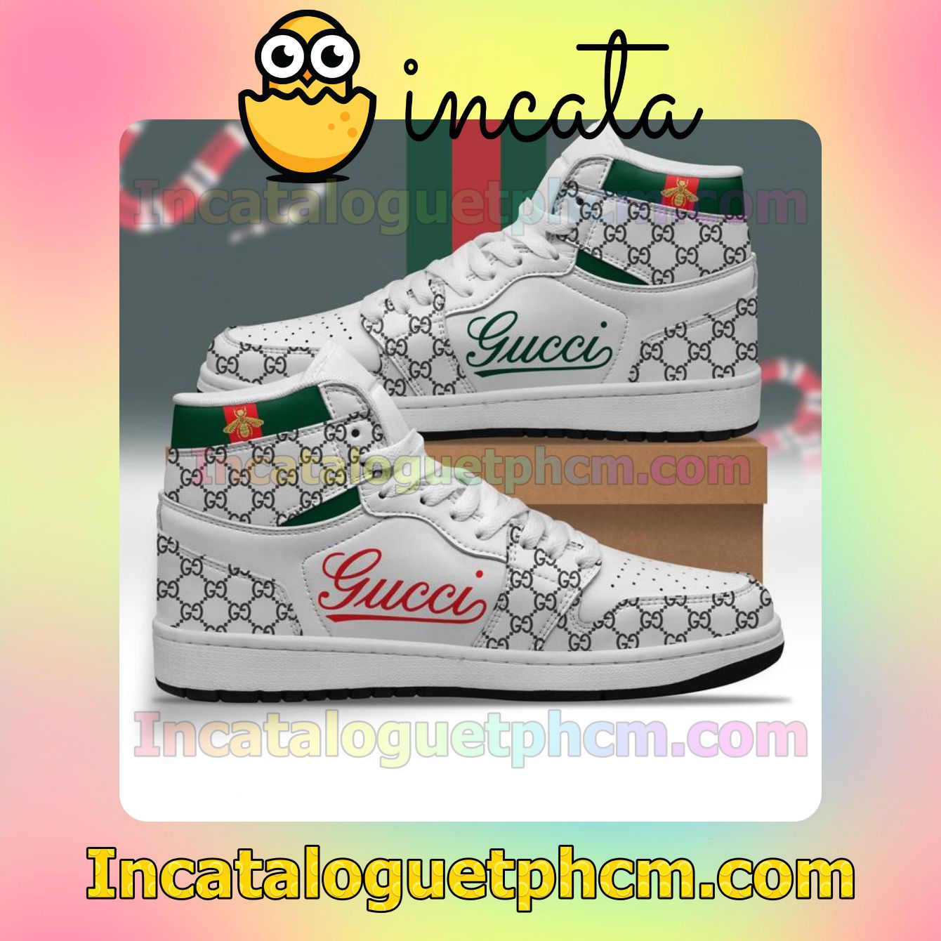 Gucci Bee White Air Jordan 1 Inspired Shoes