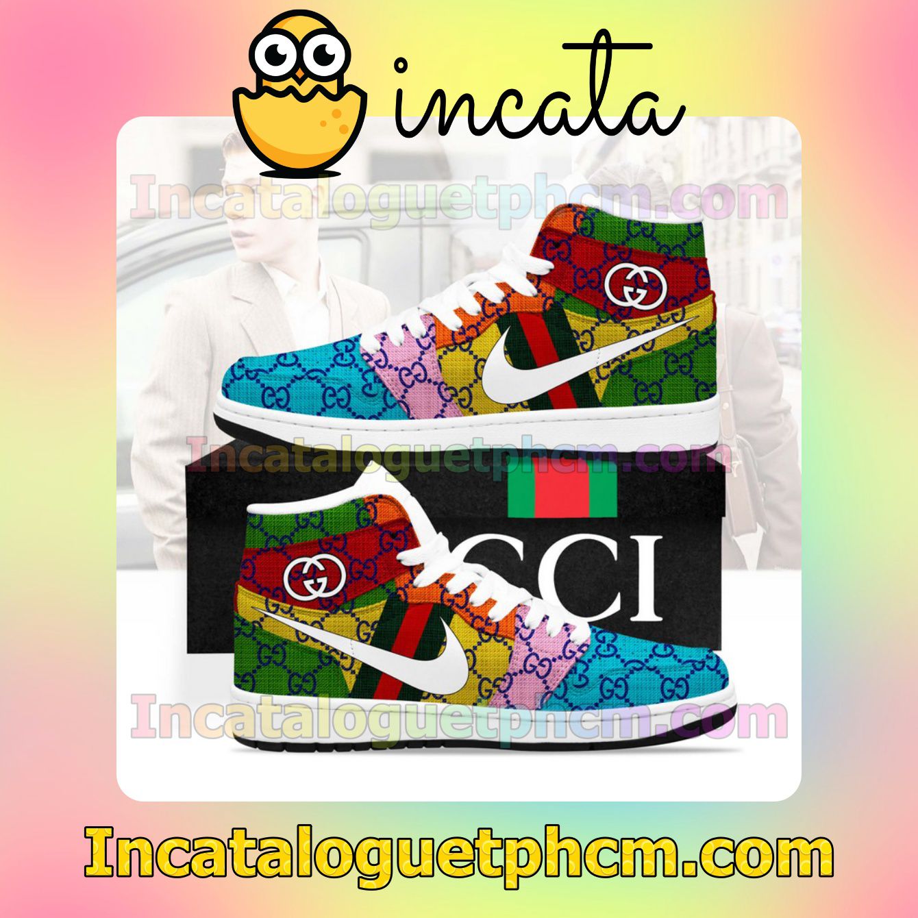 Gucci Nike Multicolour Air Jordan 1 Inspired Shoes