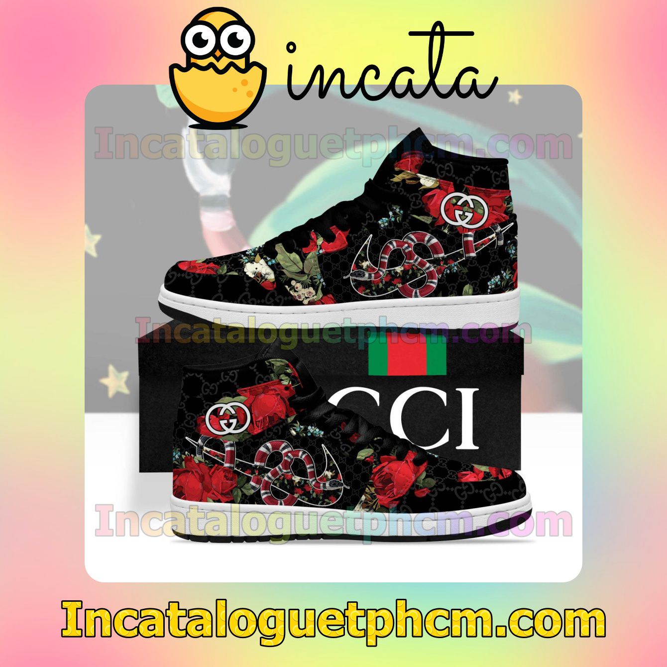 Gucci Nike Snake Rose Air Jordan 1 Inspired Shoes