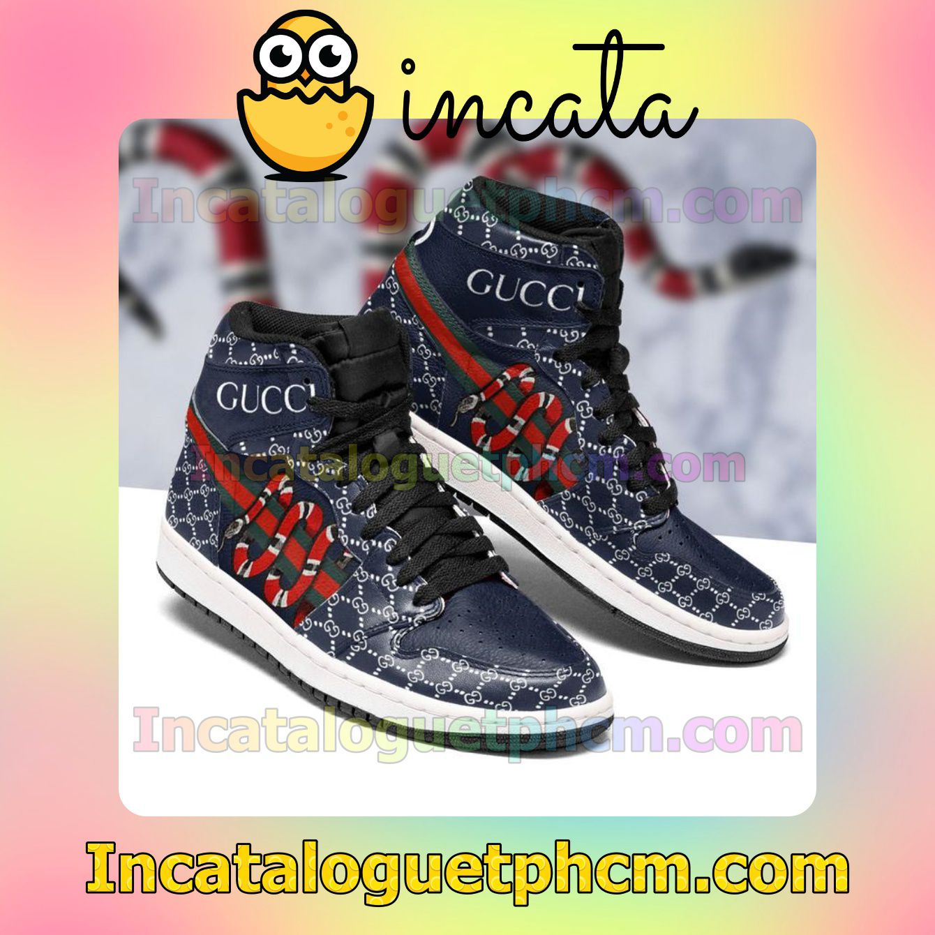 Gucci Snake Blue Air Jordan 1 Inspired Shoes