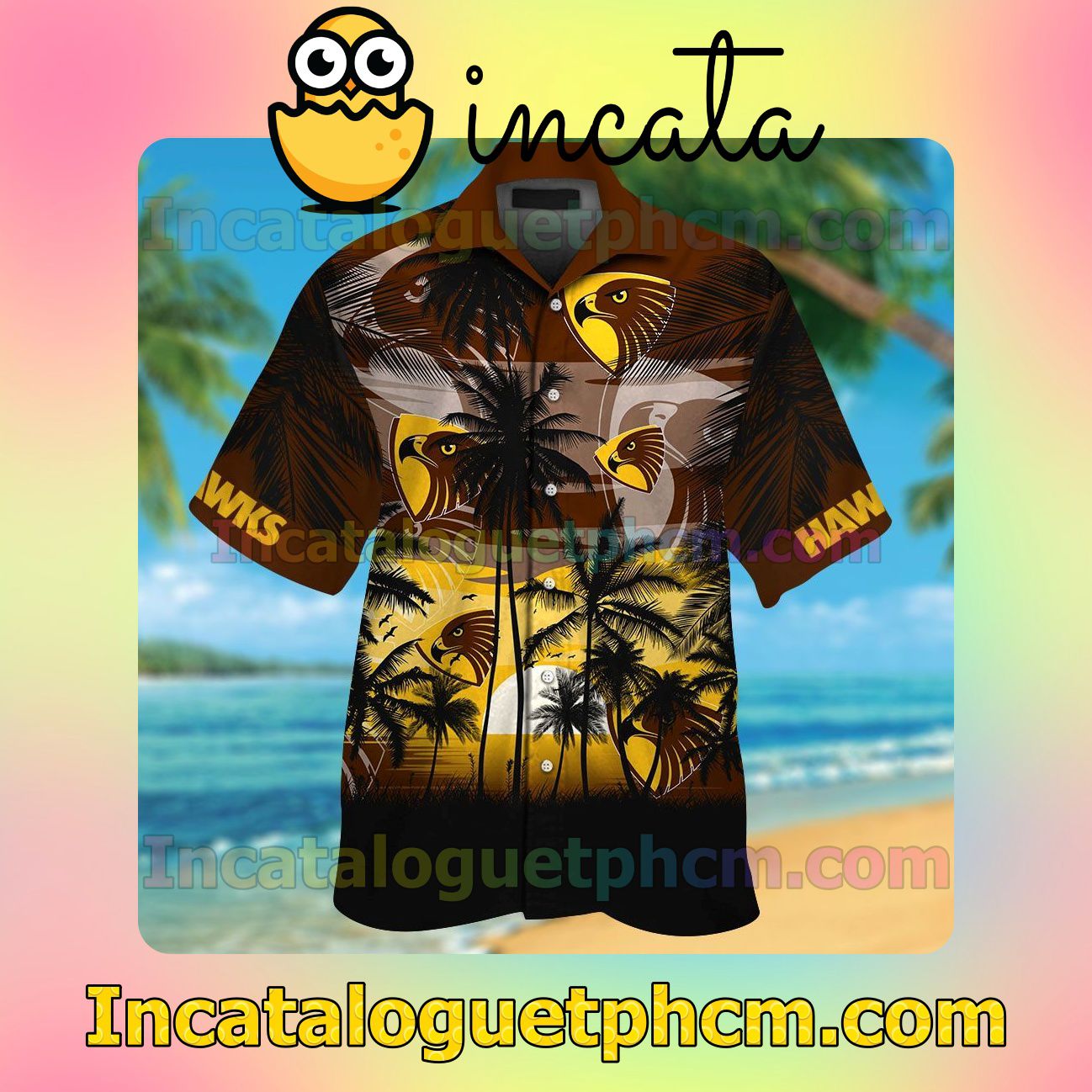 Hawthorn Hawks Beach Vacation Shirt, Swim Shorts