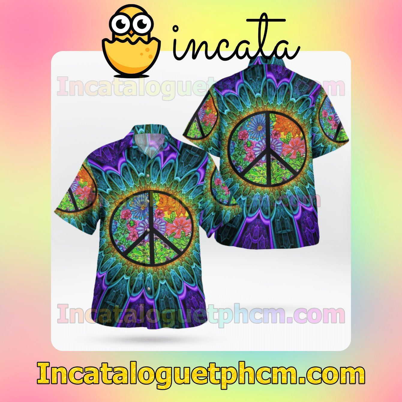 Hippie Peace And Love Flower Mens Short Sleeve Shirts