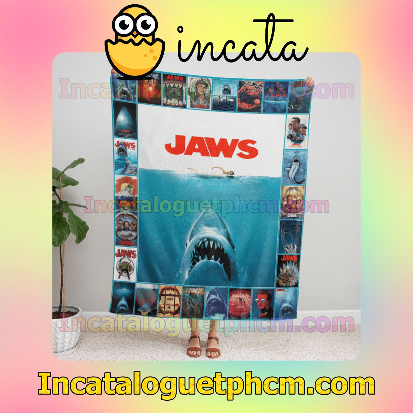 Horror Movie Jaws Gift Mom Dad Blankets