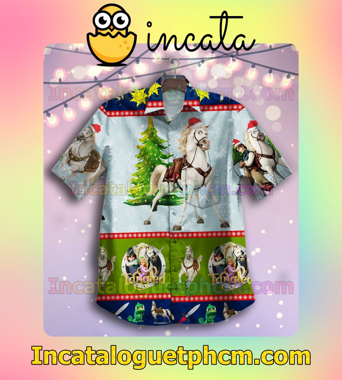 Horse Tangled Christmas Men's Casual Shirts