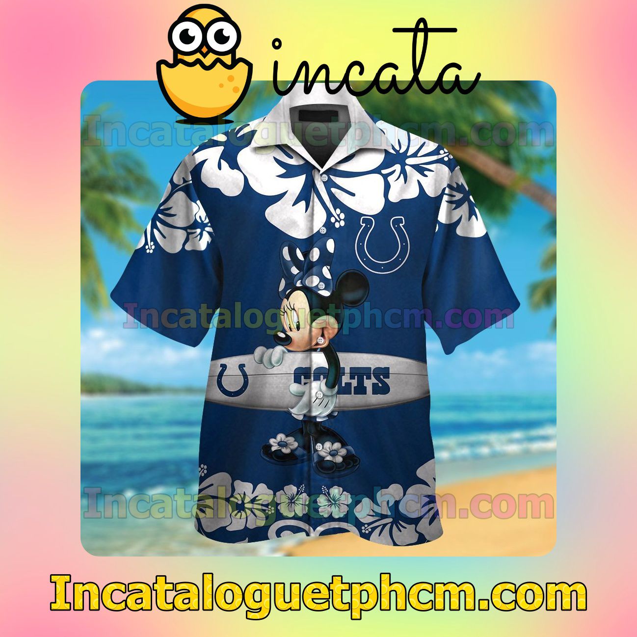 Indianapolis Colts & Minnie Mouse Beach Vacation Shirt, Swim Shorts