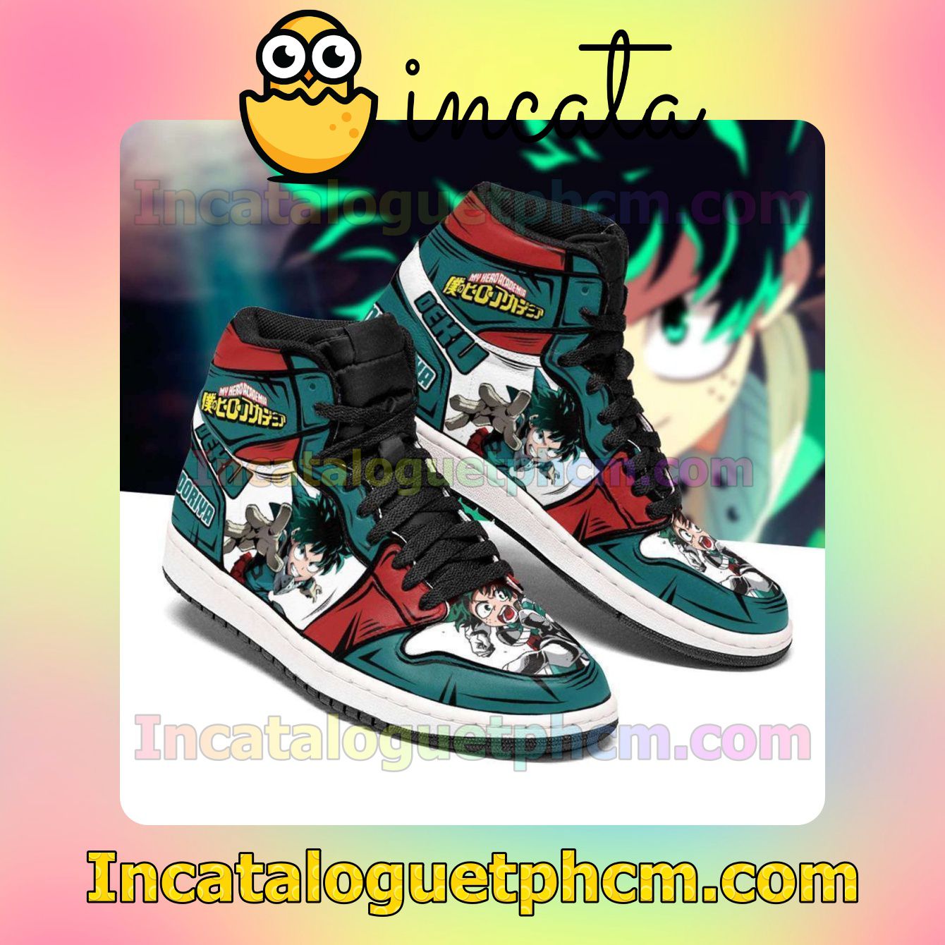Izuku Midoriya My Hero Academia Deku Anime Air Jordan 1 Inspired Shoes