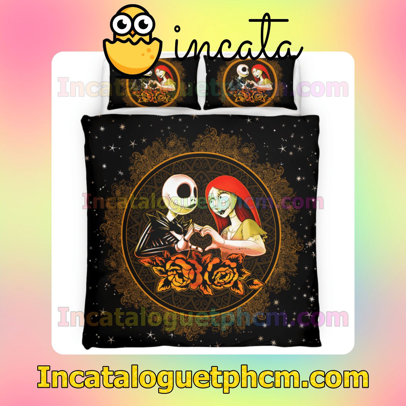 Jack And Sally Romantic Love Starry Sky Night Bed Covers Bedroom Set