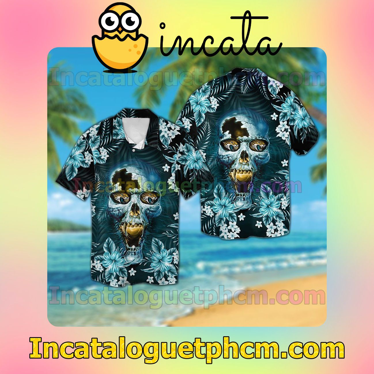 Jacksonville Jaguars Skull Beach Vacation Shirt, Swim Shorts