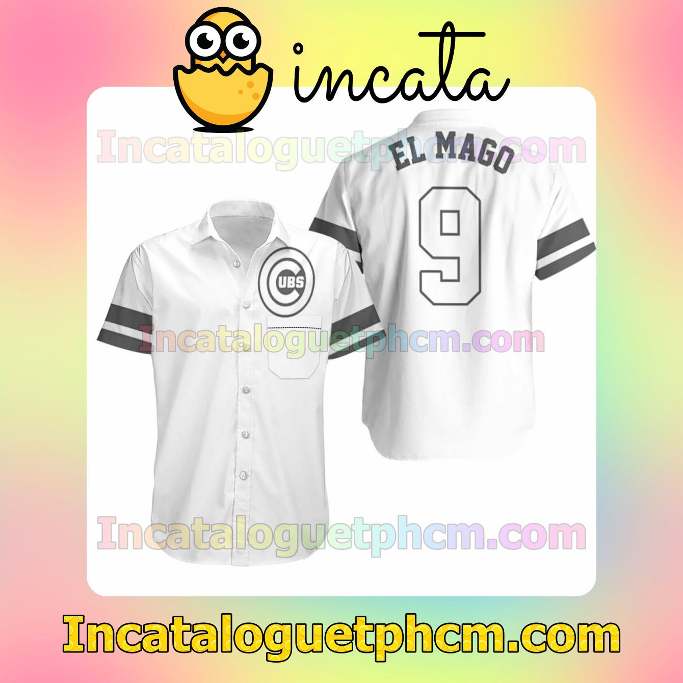 Javier Baez El Mago 9 Chicago Cubs Player White Jersey Inspired Style Custom Short Sleeve Shirt