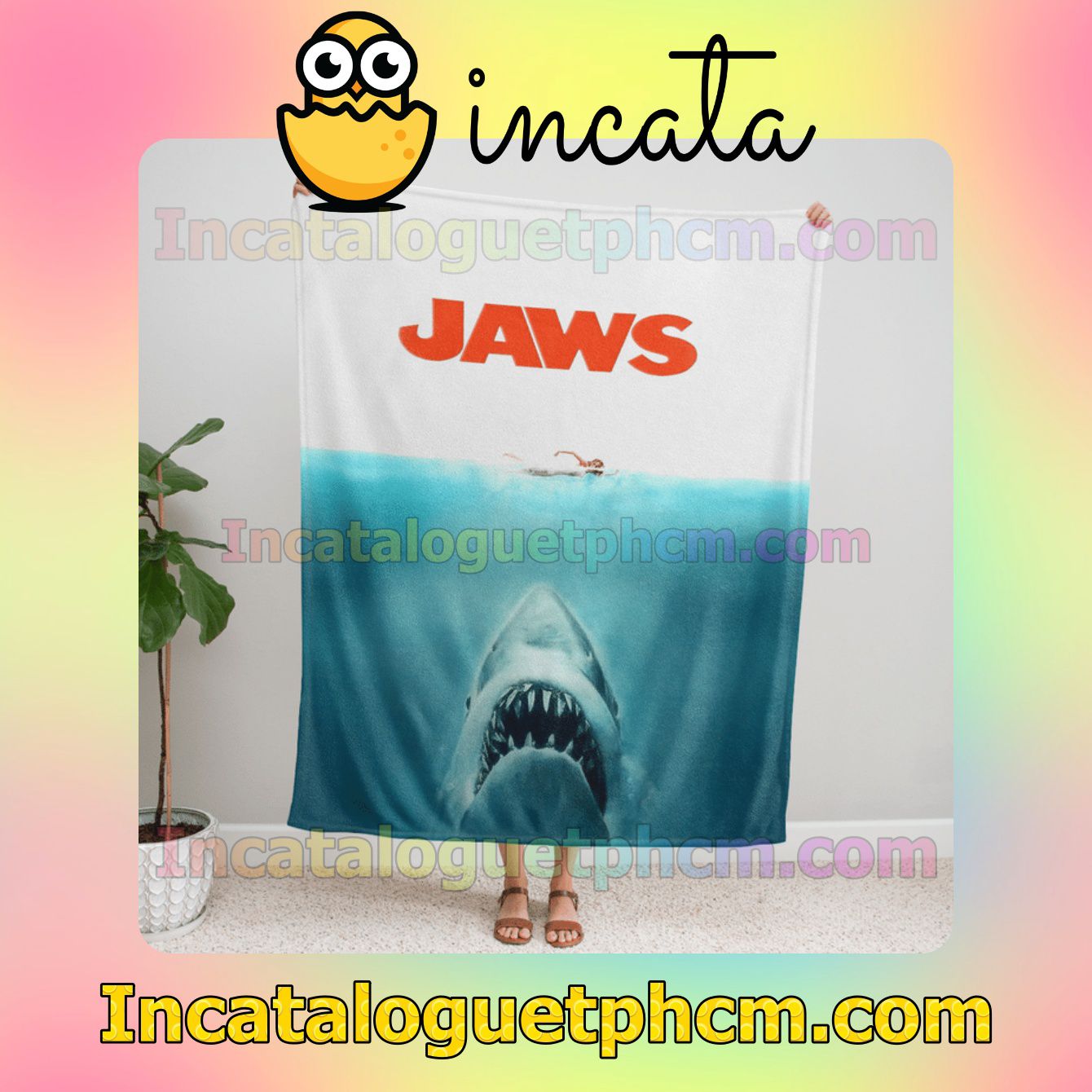 Jaws Horror Movie Gift Mom Dad Blankets