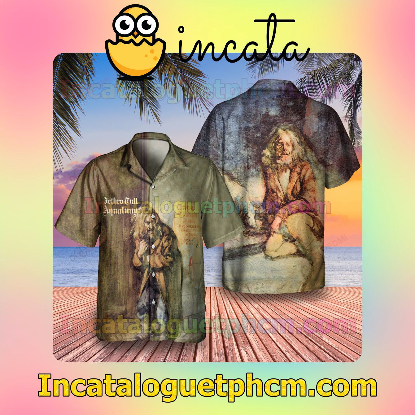 Jethro Tull Aqualung Studio Album Cover Men Vacation Shirts