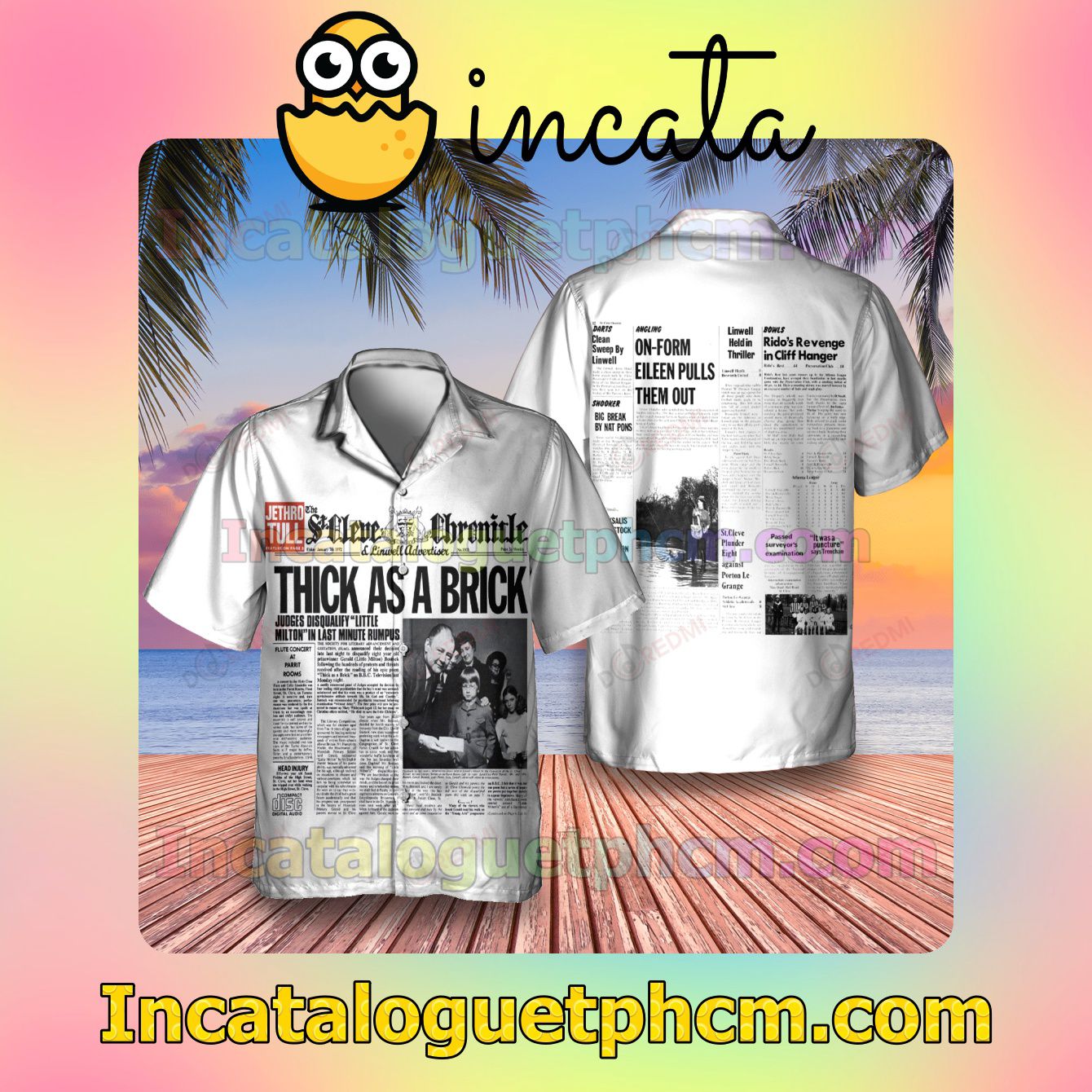 Jethro Tull Thick As A Brick Album Cover White Men Vacation Shirts