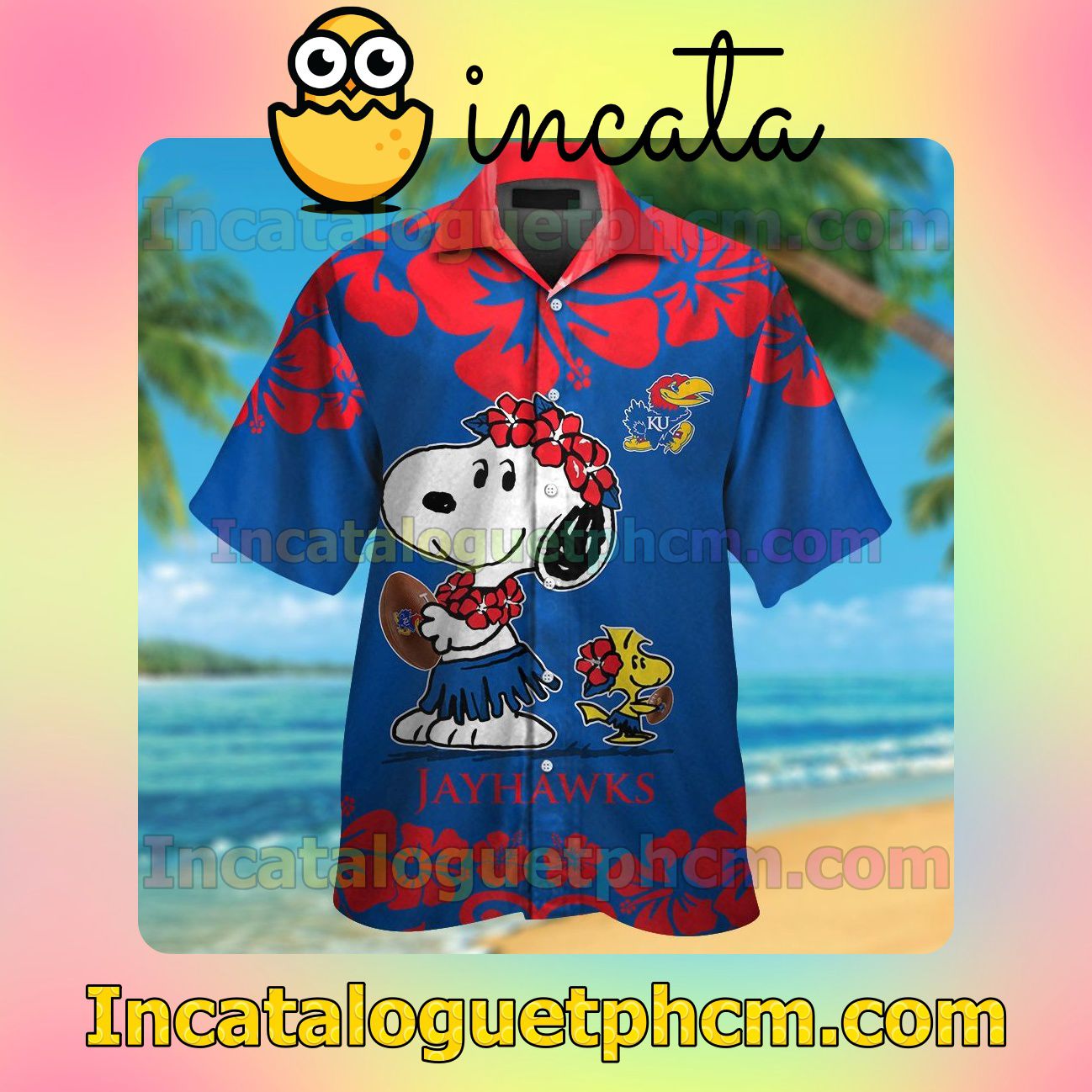 Kansas Jayhawks & Snoopy Beach Vacation Shirt, Swim Shorts