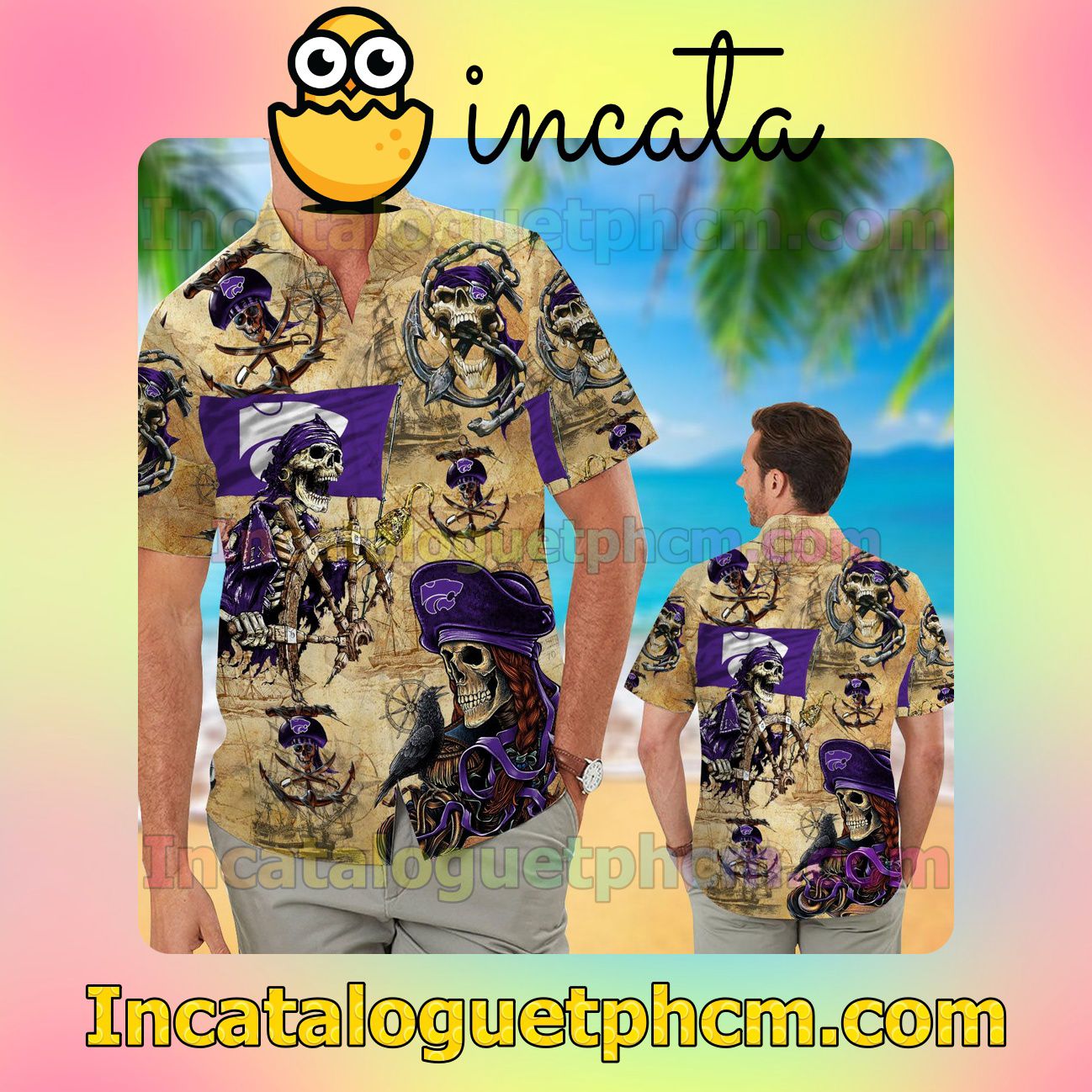 Kansas State Wildcats Pirates Beach Vacation Shirt, Swim Shorts