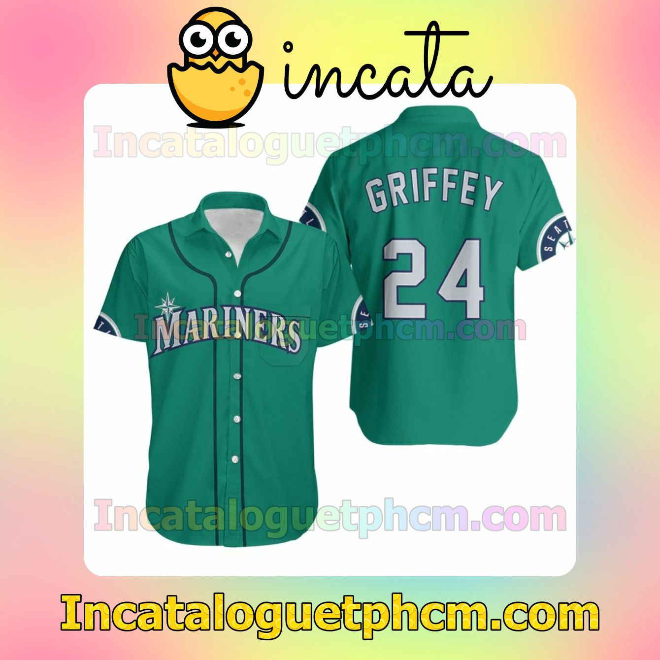 Ken Griffey Jr 24 Seattle Mariners Northwest Green Jersey Inspired Custom Short Sleeve Shirt