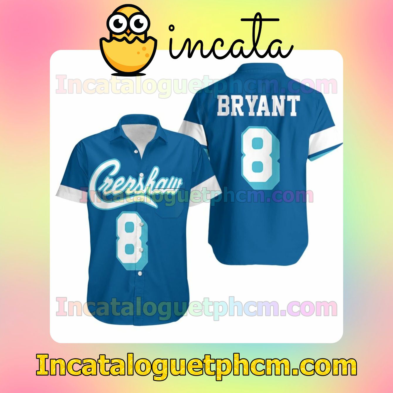 Kobe Bryant 8 Crenshaw Blue Custom Short Sleeve Shirt