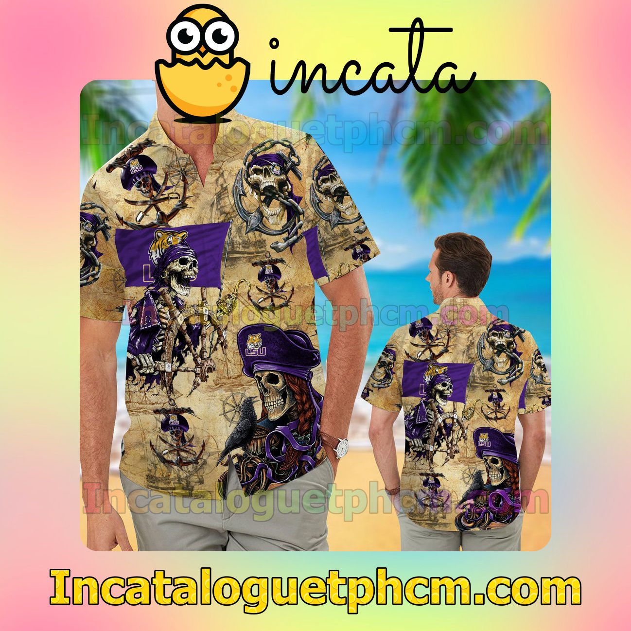 LSU Tigers Pirates Beach Vacation Shirt, Swim Shorts