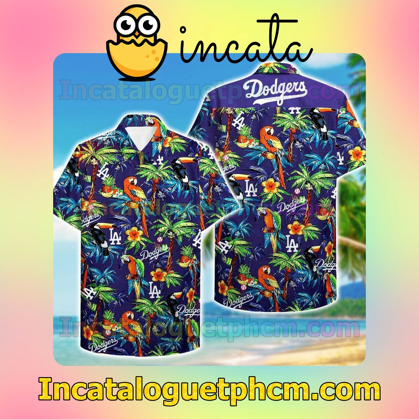 La Dodgers Parrot Palm Tree Purple Short Sleeve Shirt