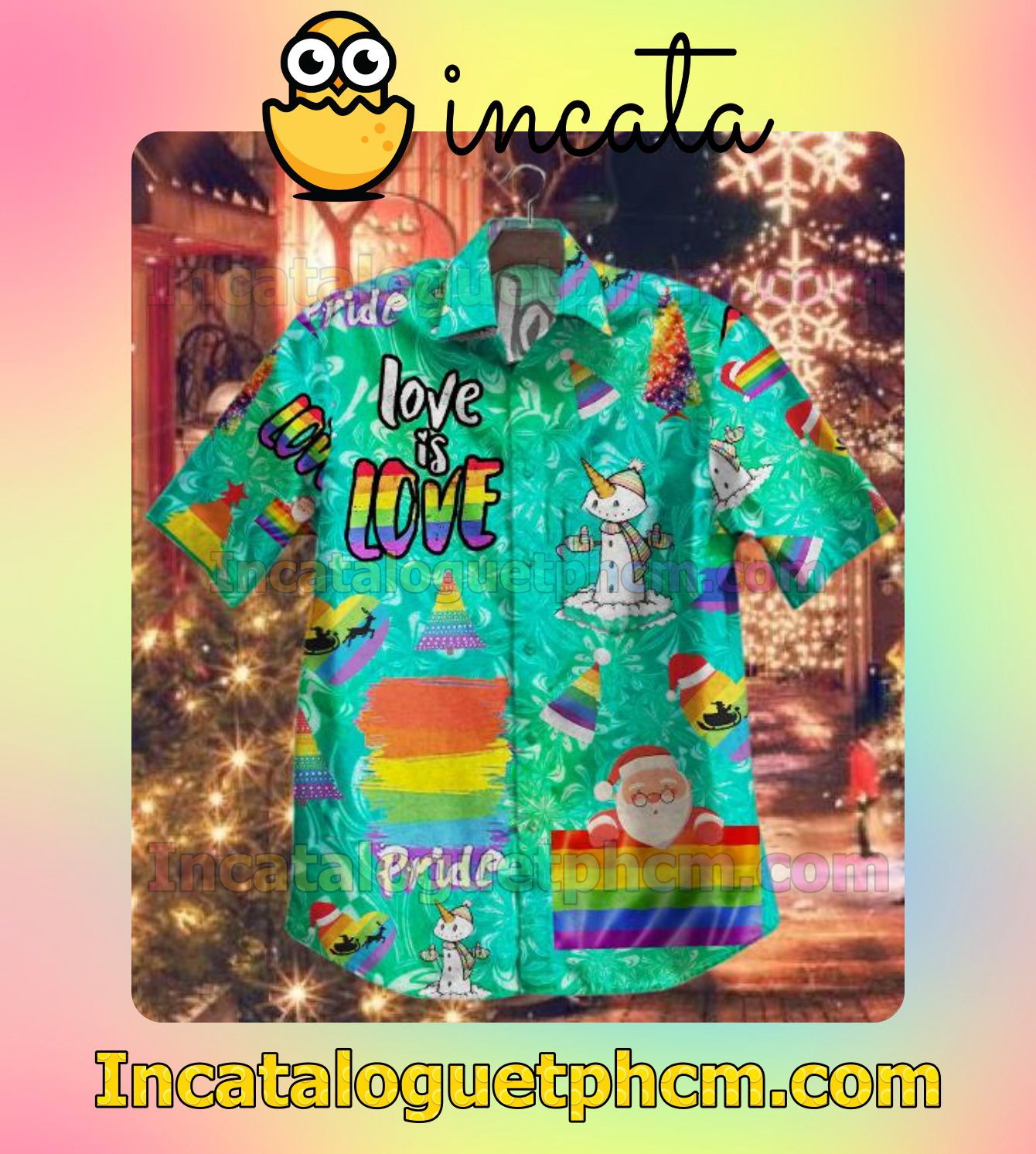 Lgbt Pride Love Is Love Christmas Men's Casual Shirts