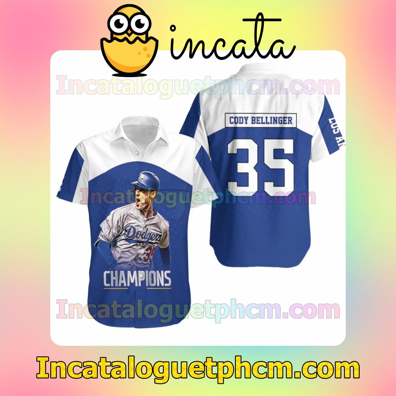 Los Angeles Dodgers Cody Bellinger 35 Champions Custom Short Sleeve Shirt
