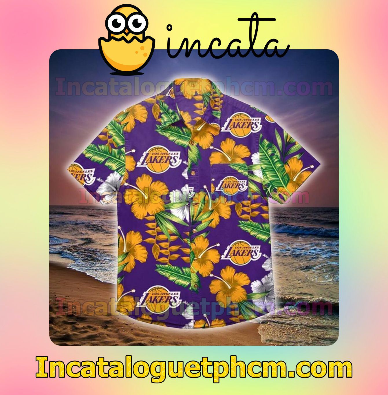 Los Angeles Lakers Hibiscus Flowers Purple Custom Short Sleeve Shirt