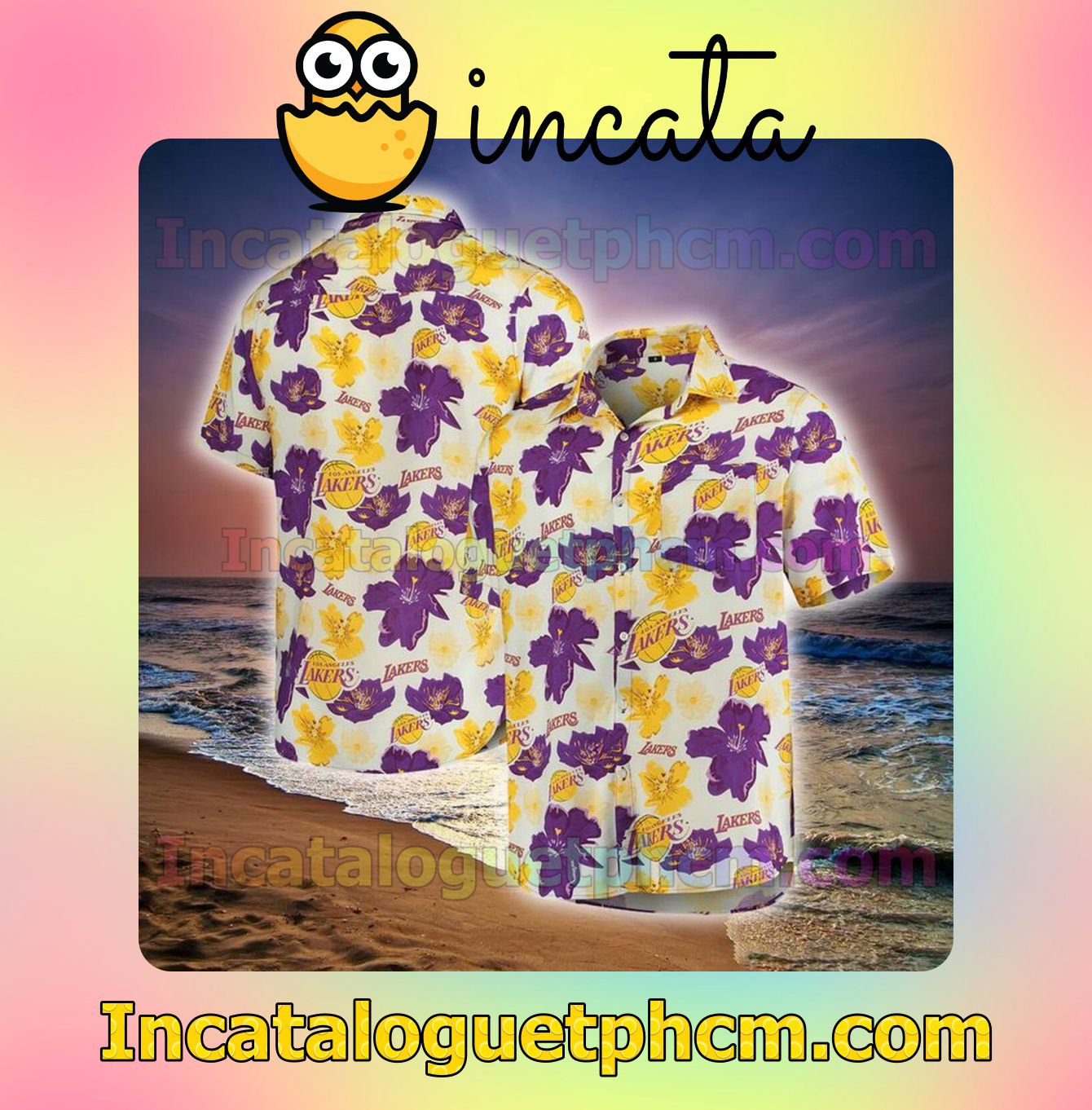 Los Angeles Lakers Yellow And Purple Hibiscus Flowers Custom Short Sleeve Shirt