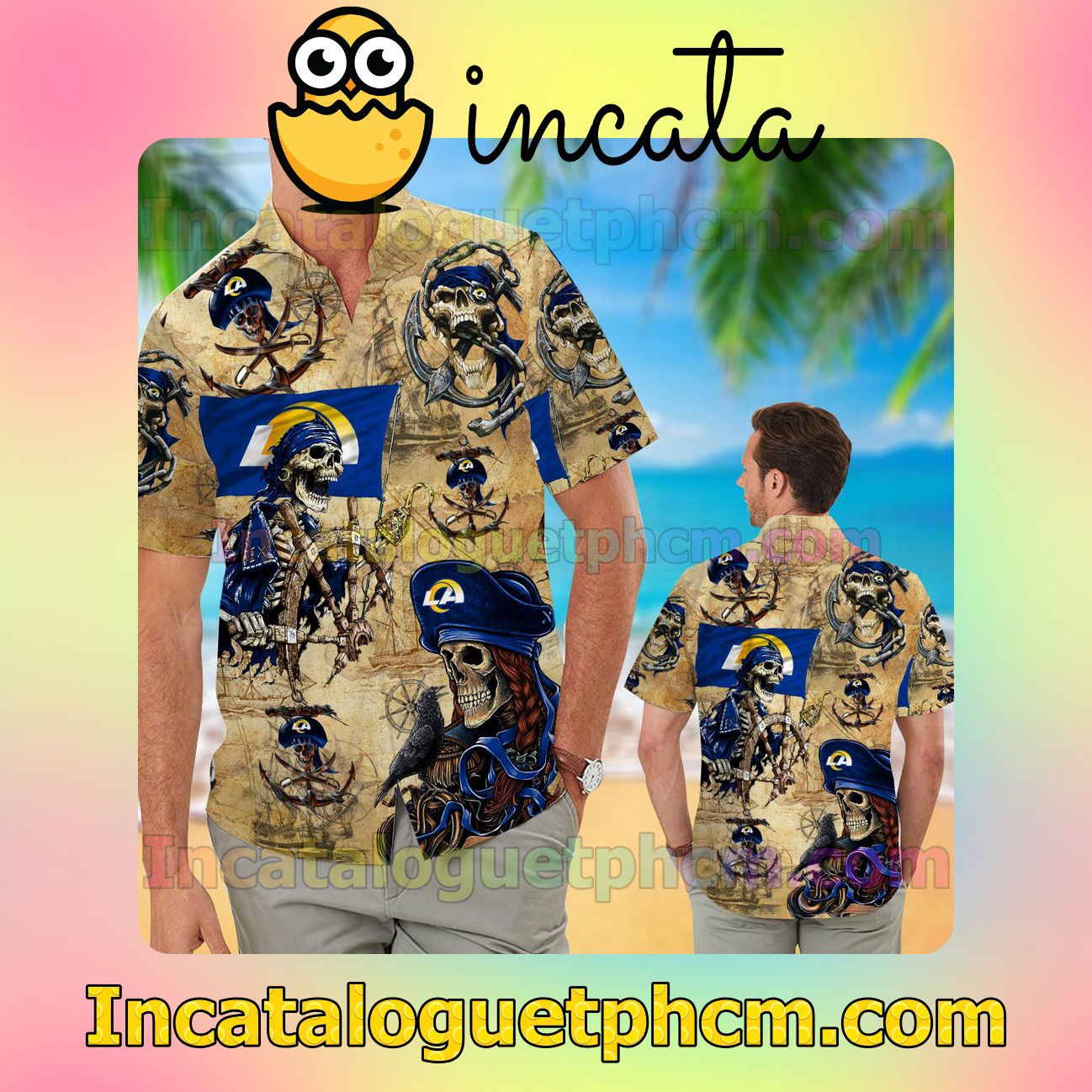 Los Angeles Rams Pirates Beach Vacation Shirt, Swim Shorts