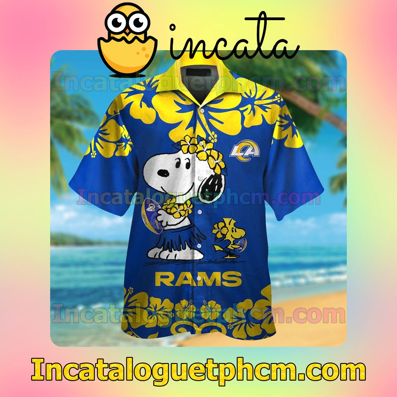 Los Angeles Rams & Snoopy Beach Vacation Shirt, Swim Shorts