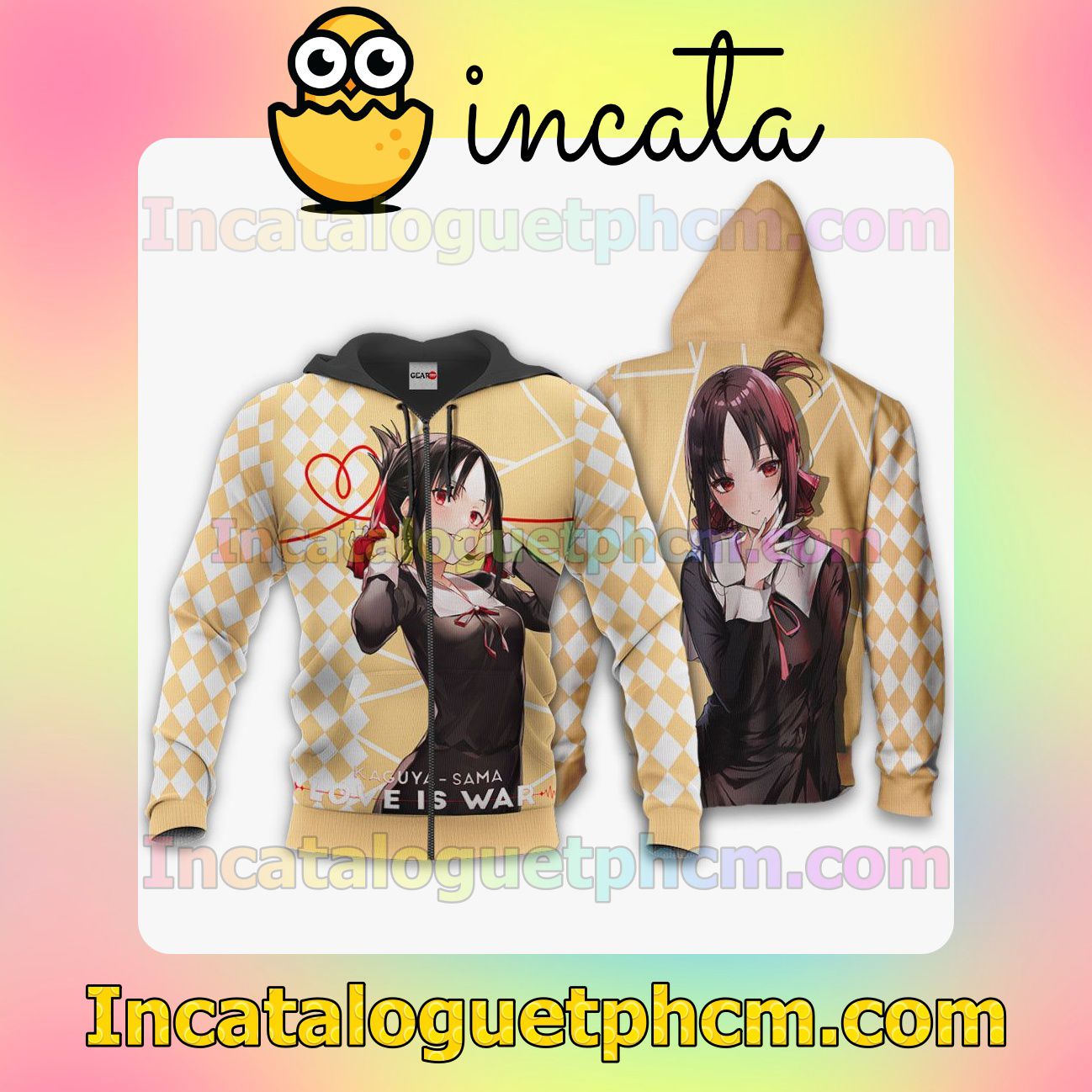 Love Is War Kaguya Shinomiya Kaguya-sama Anime Merch Clothing Merch Zip Hoodie Jacket Shirts