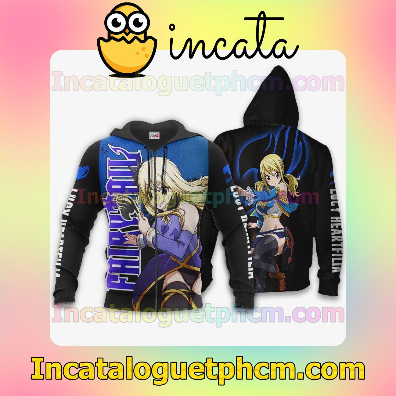 Lucy Heartfilia Fairy Tail Anime Clothing Merch Zip Hoodie Jacket Shirts