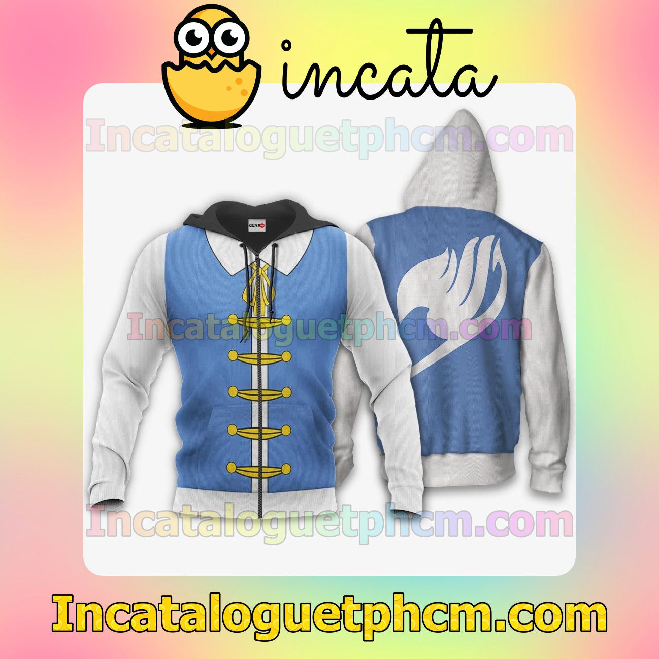 Lucy Heartfilia Uniform Fairy Tail Anime Clothing Merch Zip Hoodie Jacket Shirts