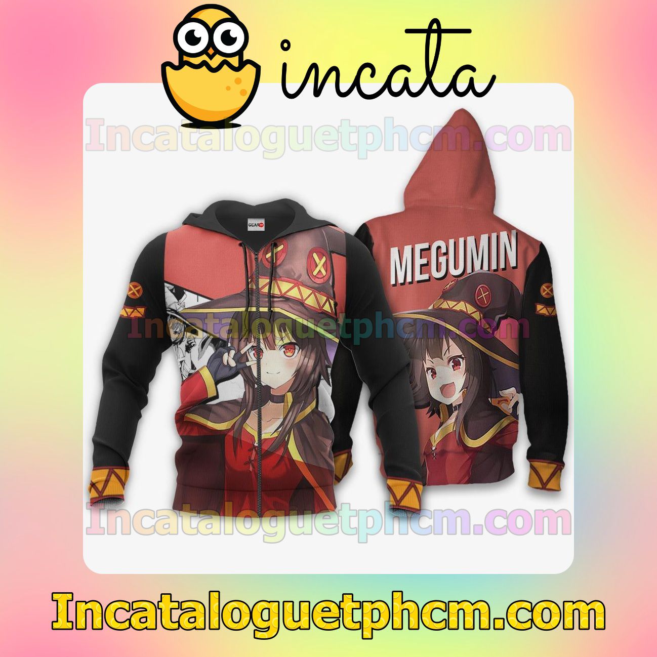 Megumin KonoSuba Anime Clothing Merch Zip Hoodie Jacket Shirts
