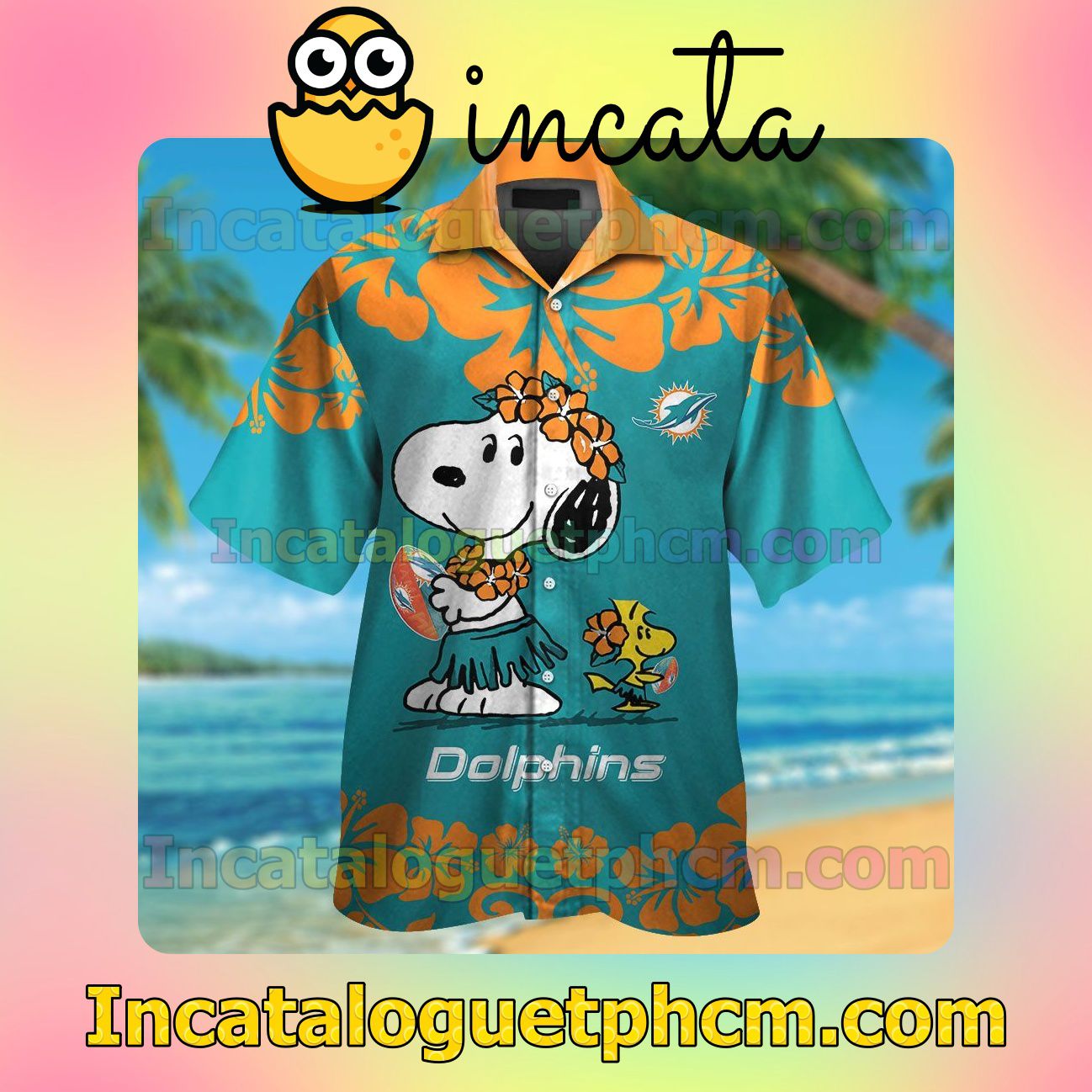Miami Dolphins & Snoopy Beach Vacation Shirt, Swim Shorts