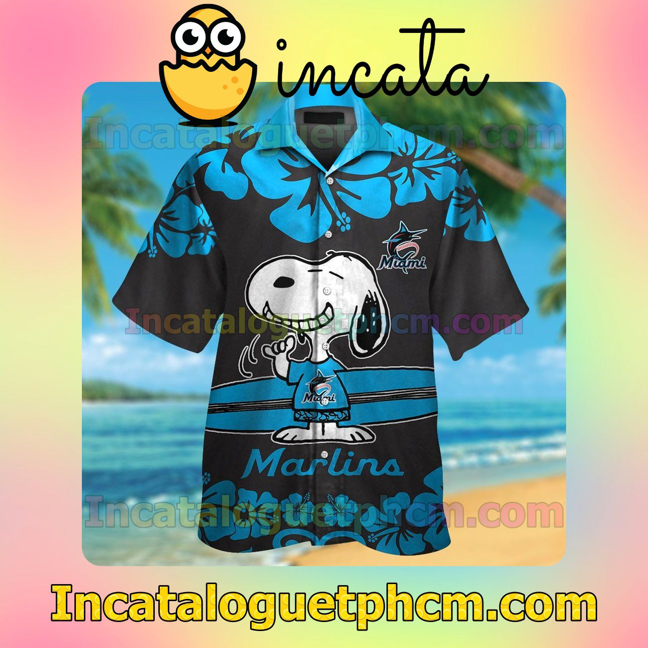 Miami Marlins Snoopy Beach Vacation Shirt, Swim Shorts
