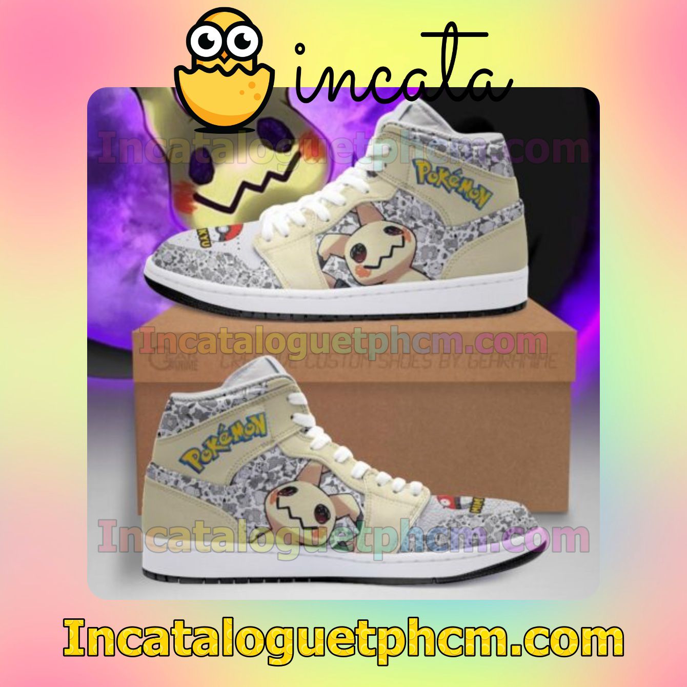 Mimikyu Cute Pokemon Air Jordan 1 Inspired Shoes