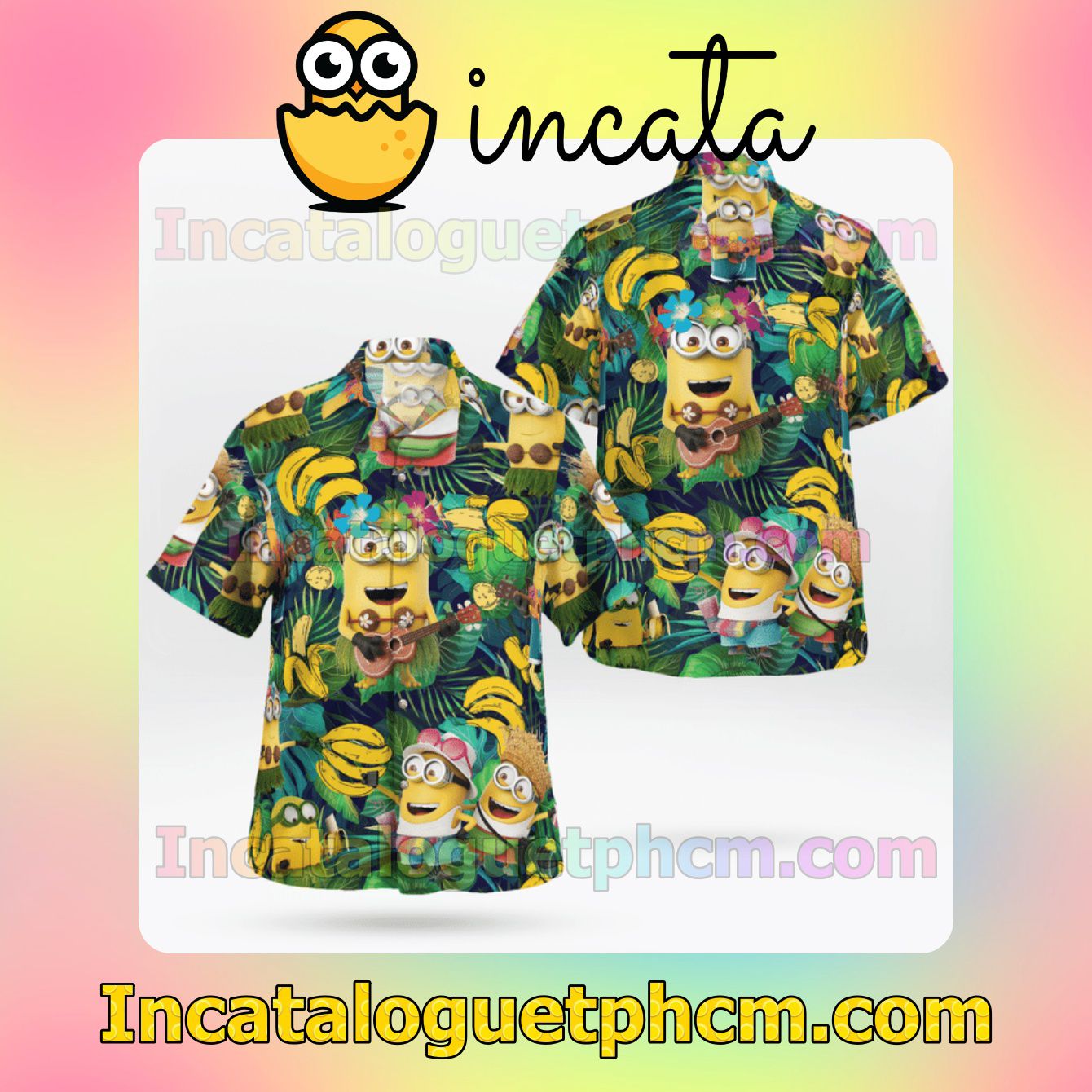 Minion Banana Tropical Mens Short Sleeve Shirts