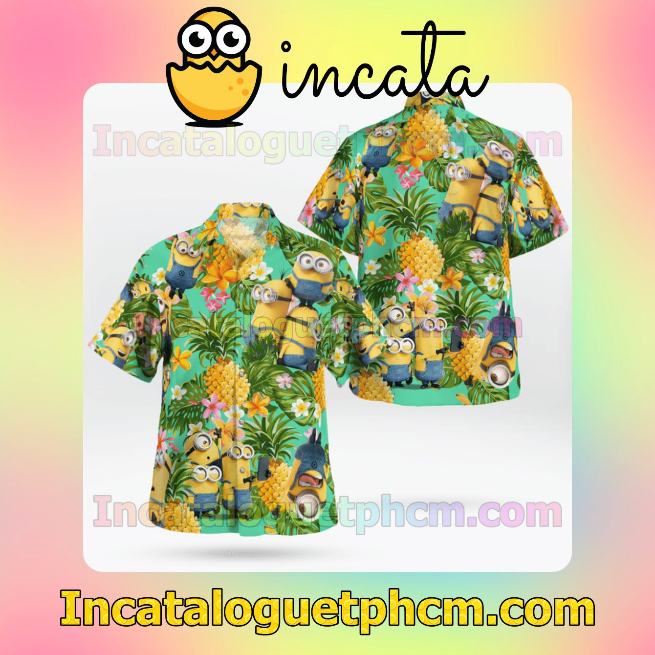 Minion Pineapple Tropical Mens Short Sleeve Shirts