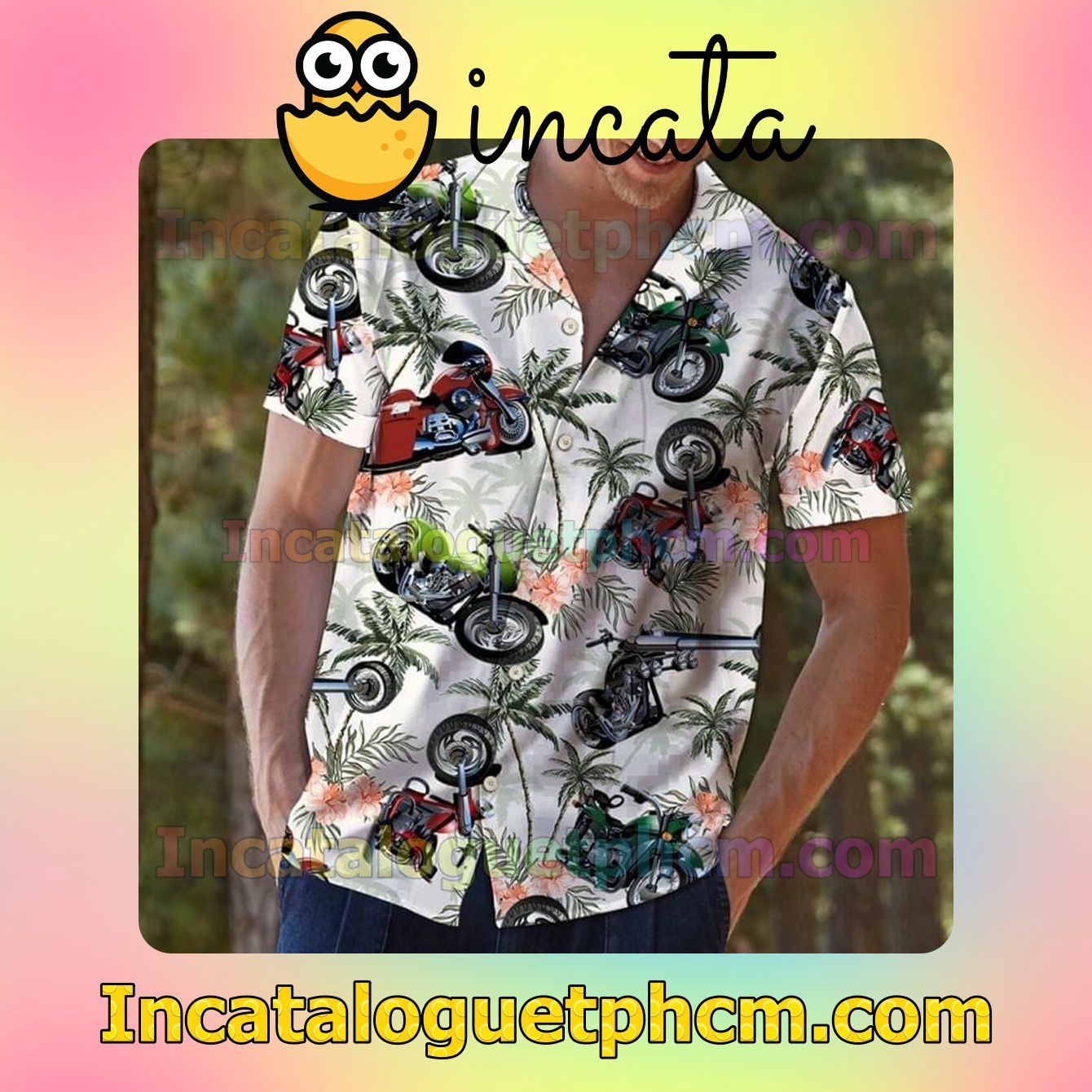 Motorcycle Tropical Custom Short Sleeve Shirt