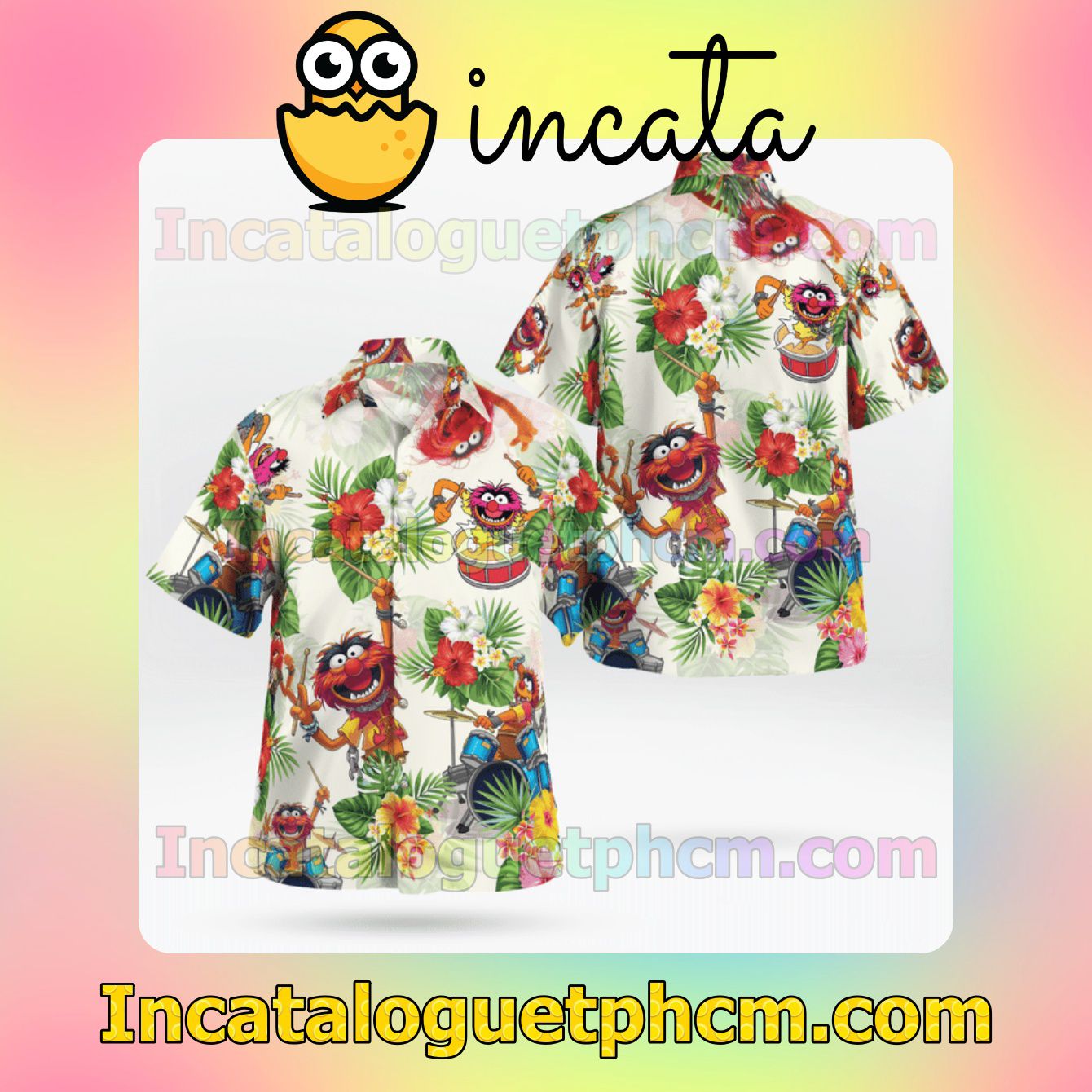 Muppet Tropical Floral Mens Short Sleeve Shirts