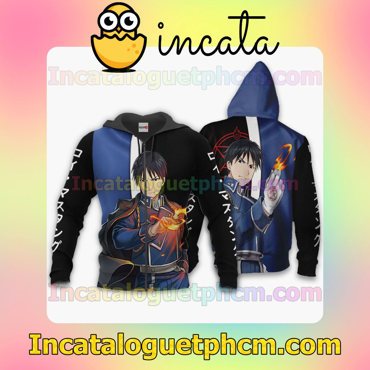 Mustang Roy Fullmetal Alchemist Anime Clothing Merch Zip Hoodie Jacket Shirts