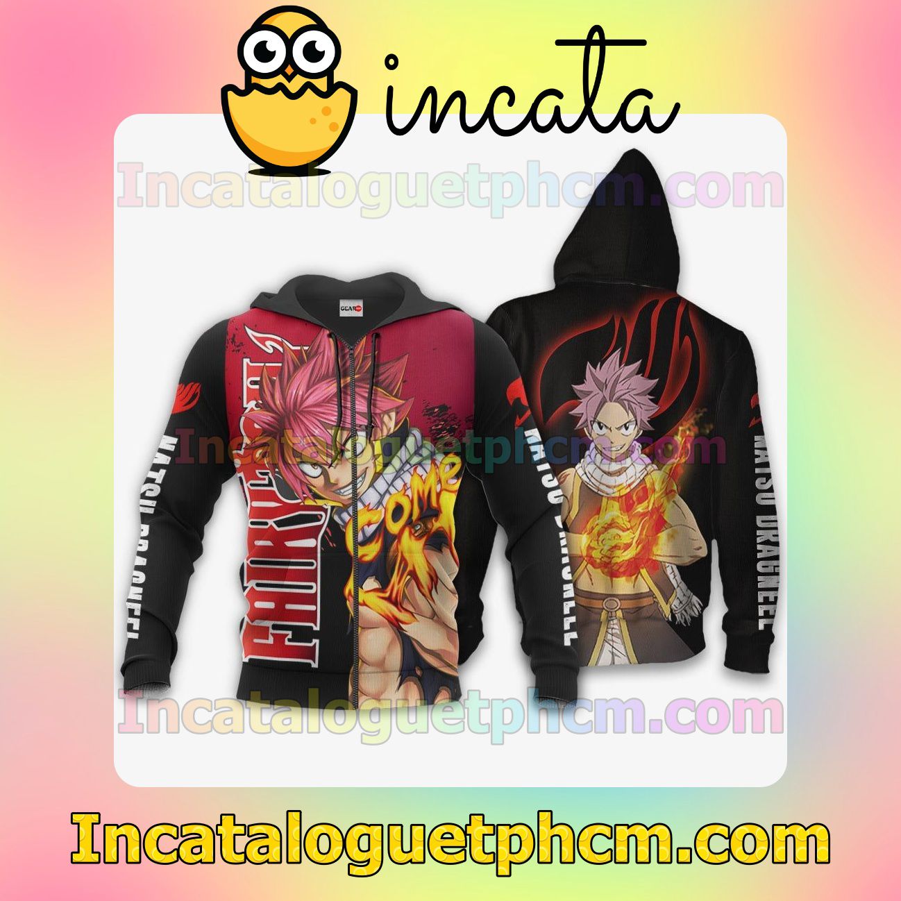 Natsu Dragneel Fairy Tail Anime Clothing Merch Zip Hoodie Jacket Shirts