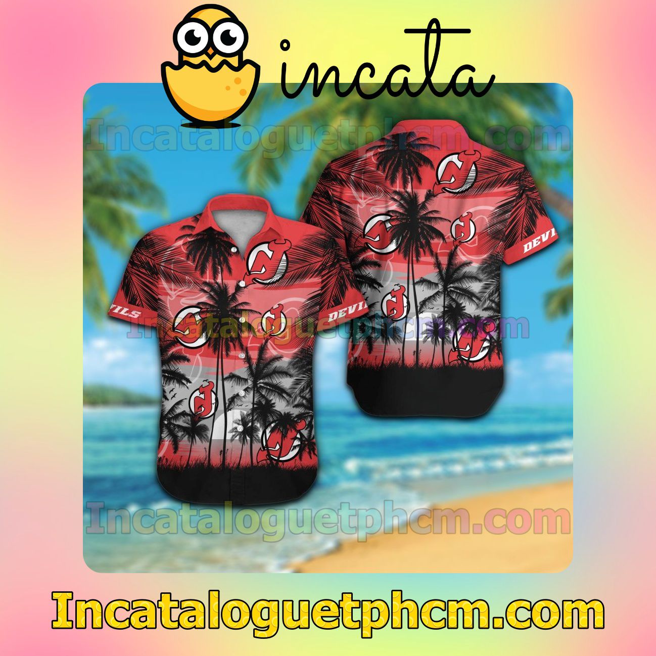New Jersey Devils Beach Vacation Shirt, Swim Shorts