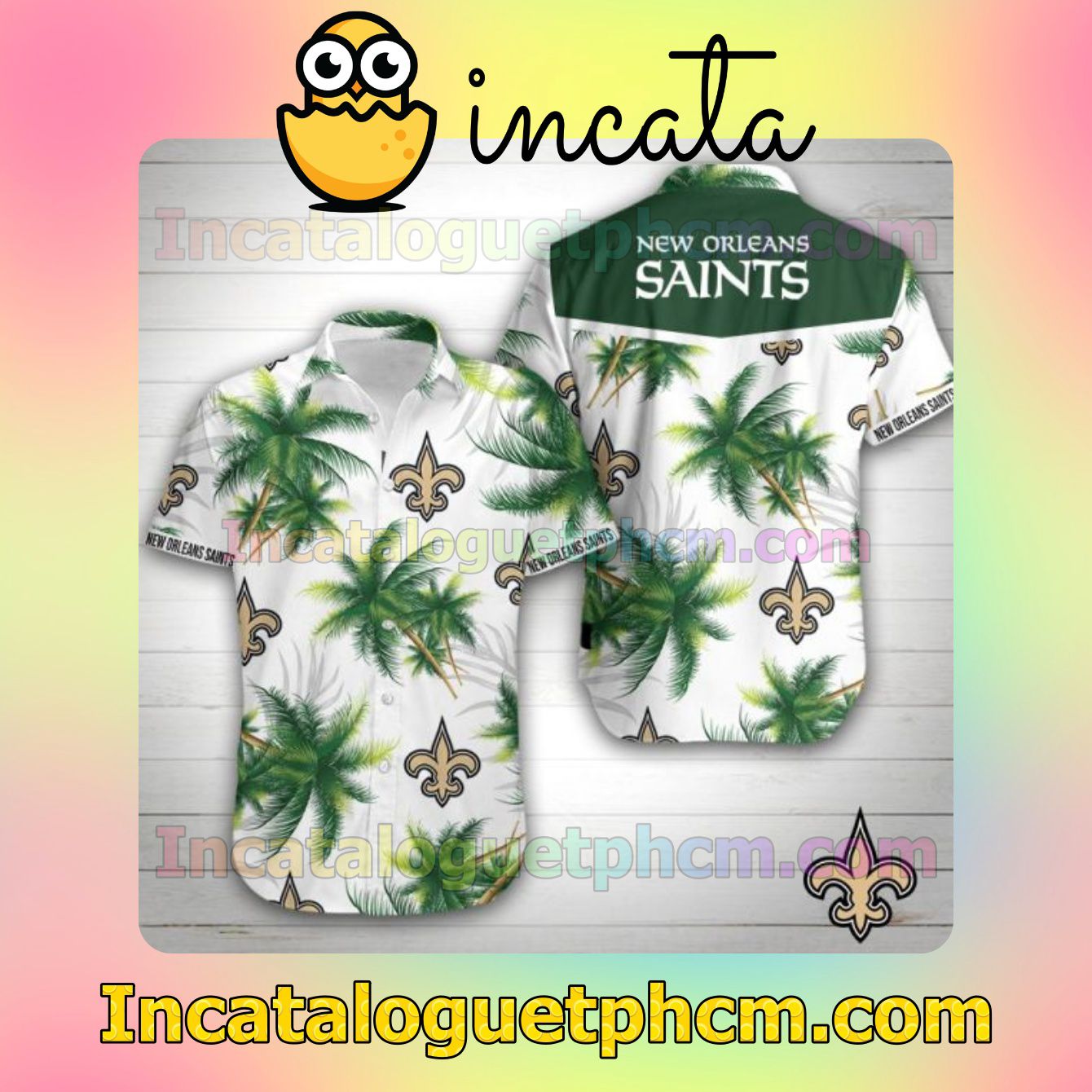 New Orleans Saints Palm Tree White Mens Short Sleeve Shirt