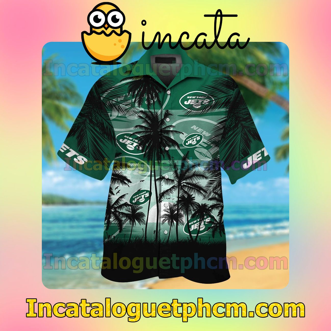 New York Jets Beach Vacation Shirt, Swim Shorts